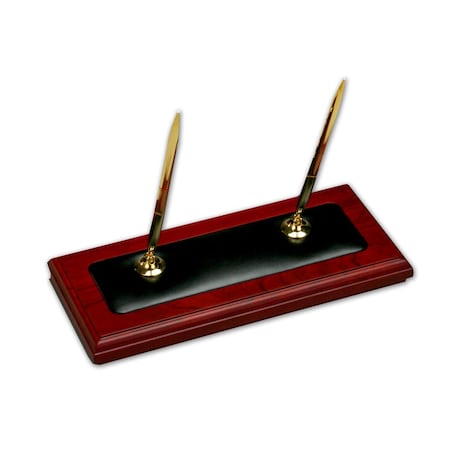 Rosewood & Leather Pen Stand